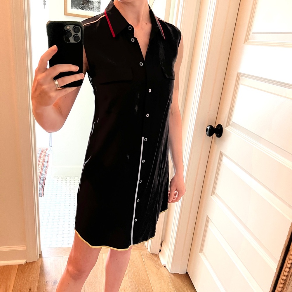 Vintage navy silk shirt dress by Equipment Femme